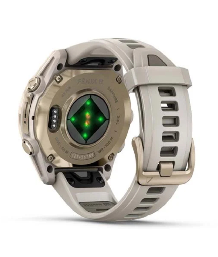 Fenix 8 Sapphire Amoled Soft Gold with Fog Gray/Dark Sandstone Silicone Band