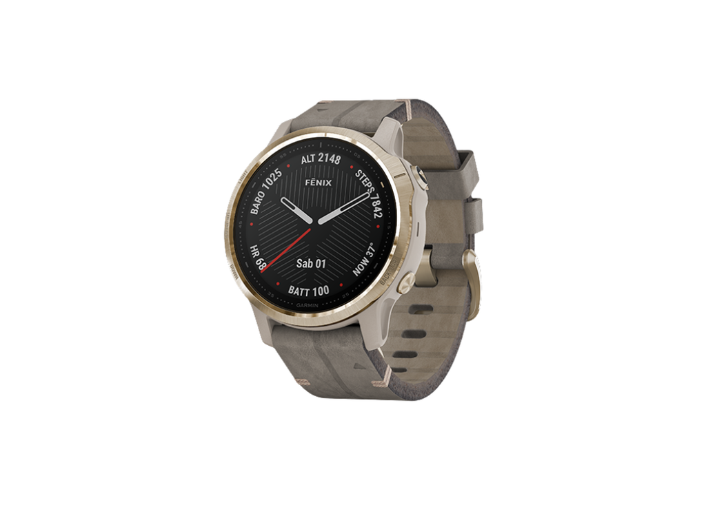 Fenix 6s Light Gold Tone With Shale Gray Leather Band