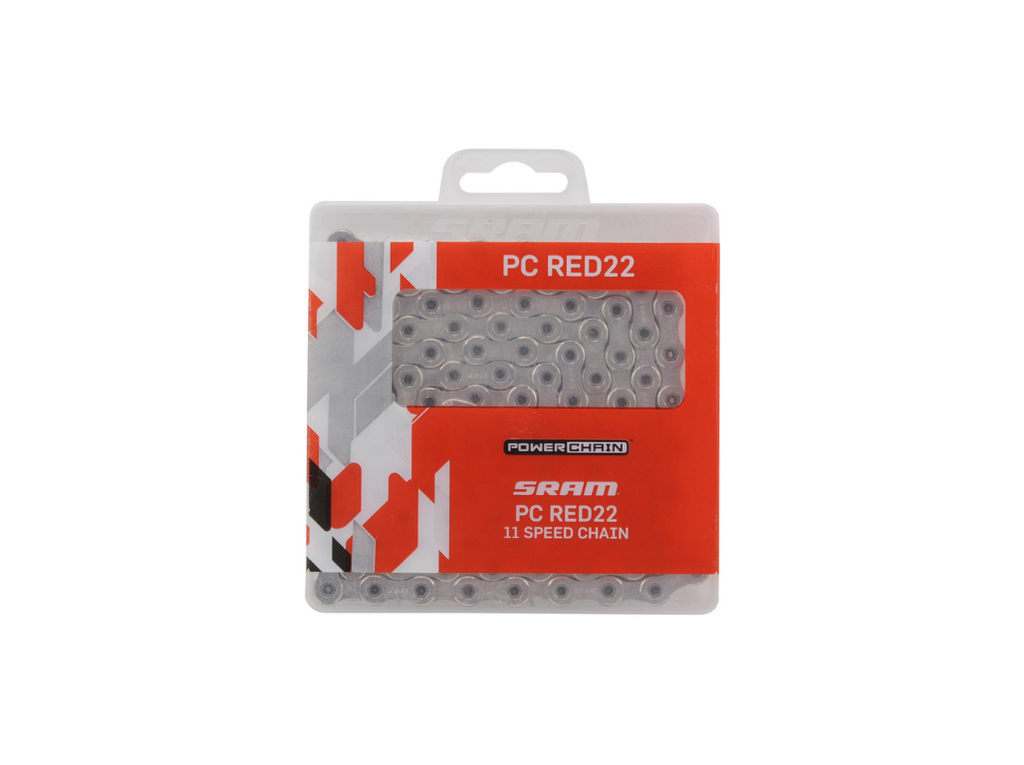 PC Red 22 Chain 11 Speed (Silver 114 Links Powerlock)