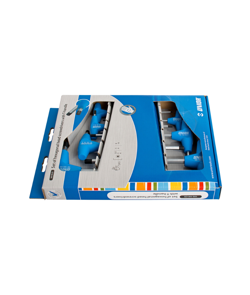 UNIOR 193HXCS SET OF HEXAGONAL HEADSCREWDRIVERS WITH T-HANDLE IN CARTON BOX 2,5 - 10/7 2019 607890