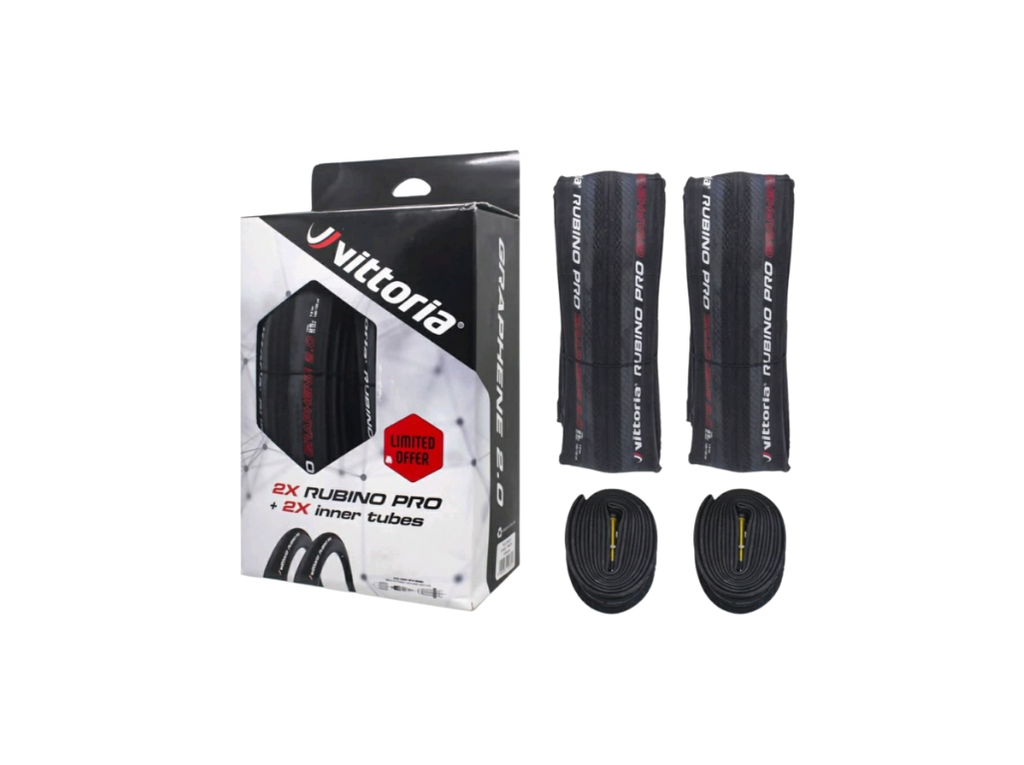 Rubino Pro IV G2.0 Foldable Road Tyre (700x28C Fullblack + Inner Tube)