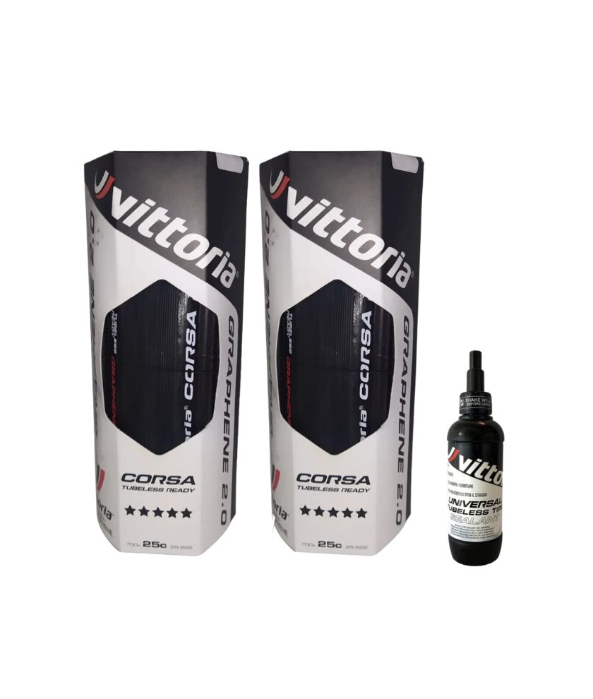 Corsa G2.0 TLR Road Tyre (700x25c Full Black + Sealant 80ml)