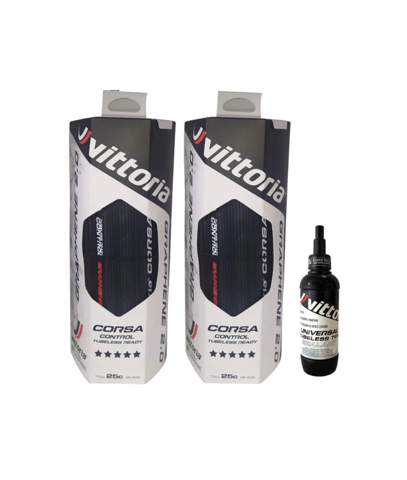 Corsa Control G2.0 TLR Road Tyre (700x25c Full Black + Sealant 80 ml)