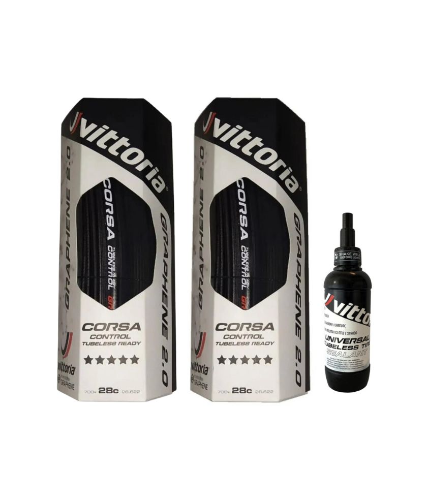 Corsa Control G2.0 TLR Road Tyre (700x28c Full Black + Sealant 80 ml)